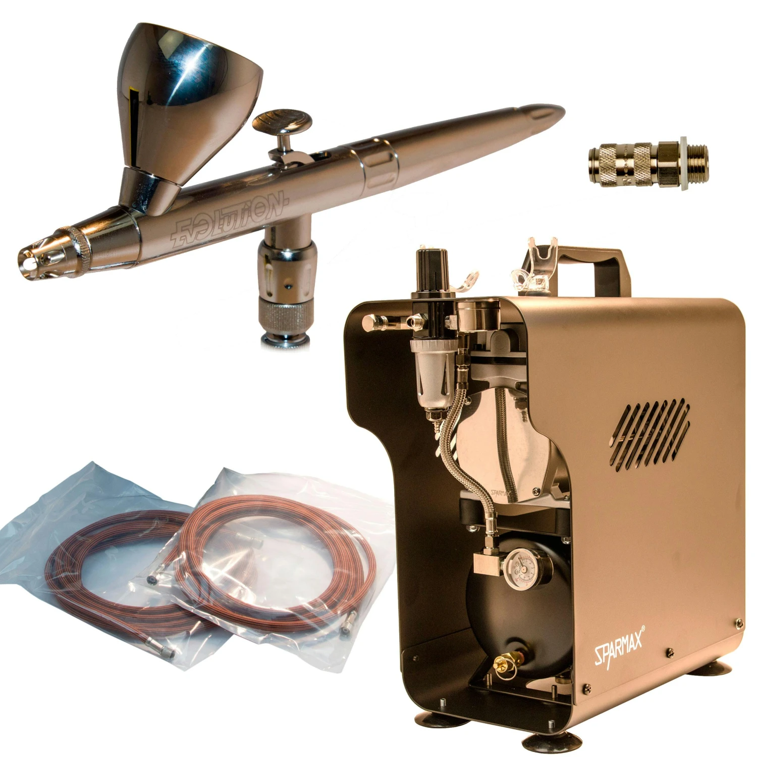 Airbrush Profi Set Airbrushpistole Evolution Silverline FPc Sparmax Kompressor 3 Airbrush Profi Set Airbrushpistole Evolution Silverline FPc Sparmax Kompressor
