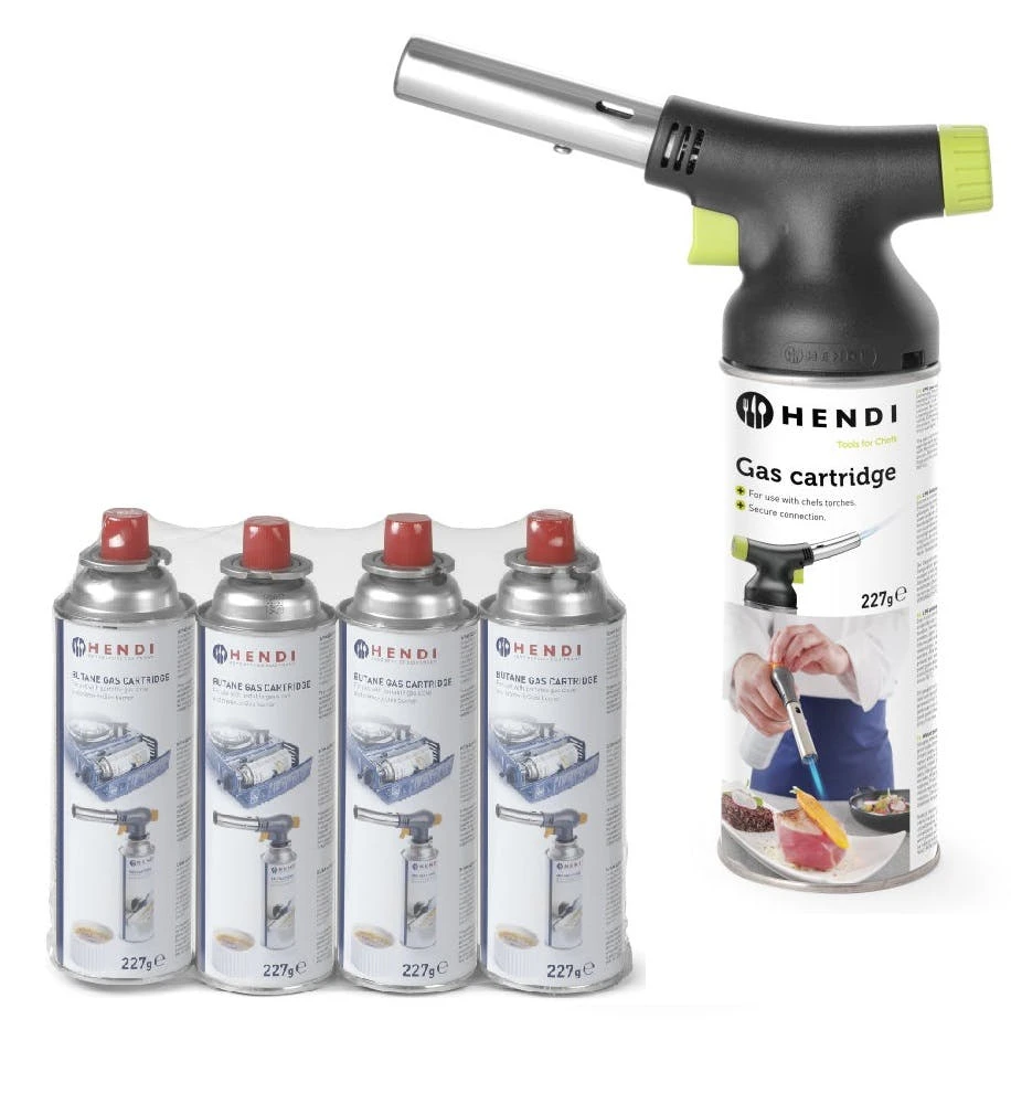 Set HENDI Crème-Brûlée-Brenner Concept Design + 4 Stk, 68mm HENDI Butan Gaskartuschen 3 Set HENDI Crème-Brûlée-Brenner Concept Design + 4 Stk, 68mm HENDI Butan Gaskartuschen
