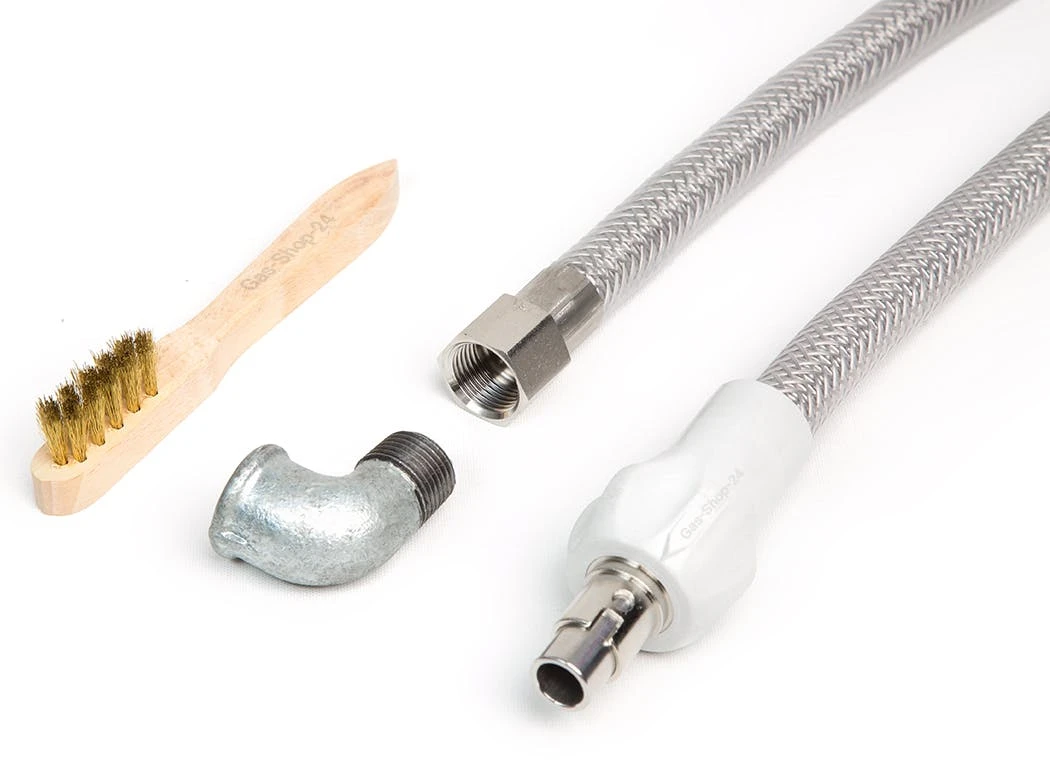 2 M Edelstahlschlauch / Edelstahl Gasschlauch + Winkel F. Gasanschluss + Reinigungsbürste (geeignet Für Flüssig- / Erdgas) - F. Gasherd, 4 2 M Edelstahlschlauch / Edelstahl Gasschlauch + Winkel F. Gasanschluss + Reinigungsbürste (geeignet Für Flüssig- / Erdgas) - F. Gasherd, – Bild 2