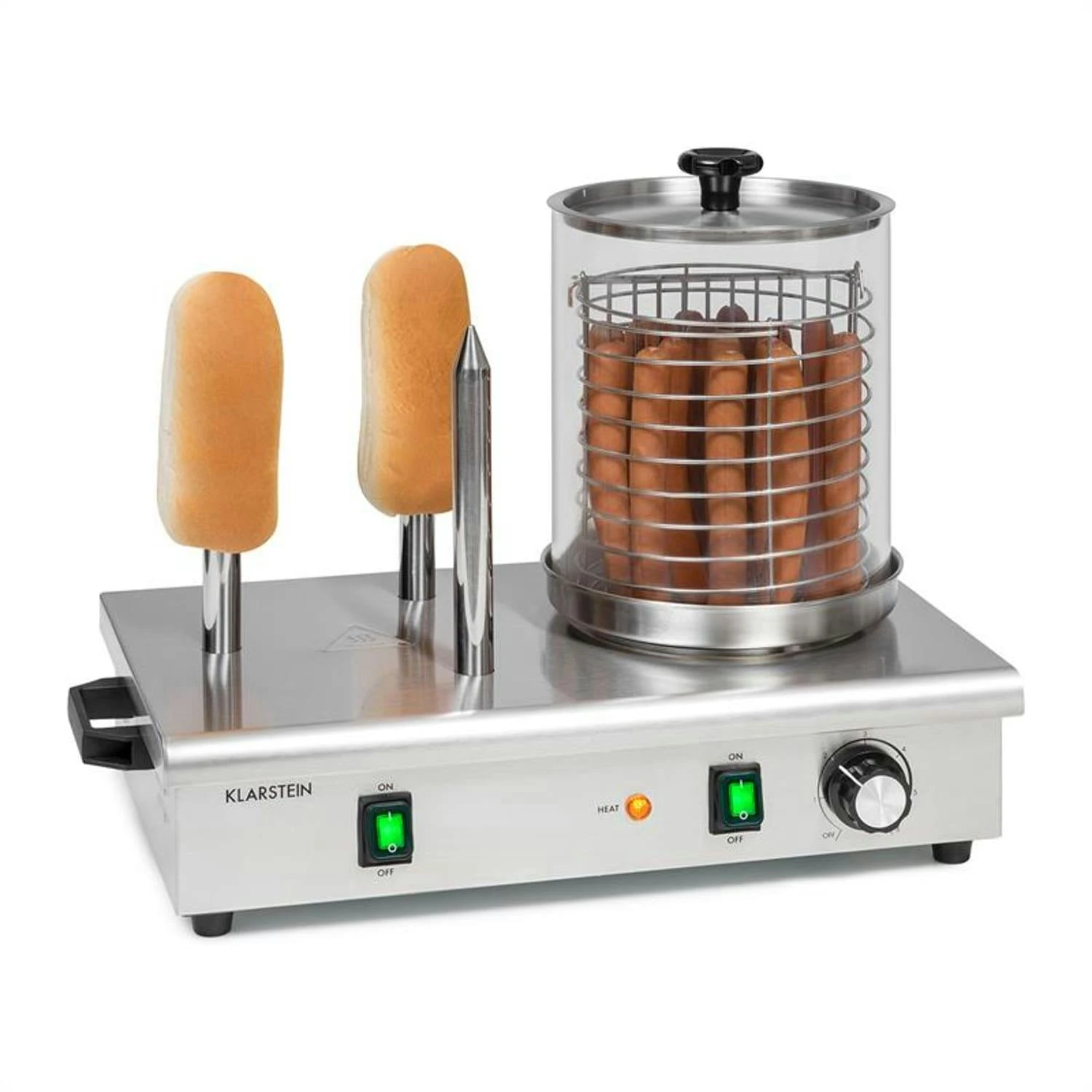 Wurstfabrik Pro 550 Hot Dog Maker 550W 2 Heizspieße 5L 30-100°C Glas Edelstahl Silber 5 Wurstfabrik Pro 550 Hot Dog Maker 550W 2 Heizspieße 5L 30-100°C Glas Edelstahl Silber – Bild 3